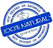  100% NATURAL cosmetics - no animal testing (stamp) 
