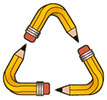  recycle triangle - 3 pencils 
