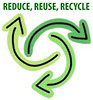  REDUCE REUSE RECYCLE (3 freehand arrows) 