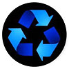  recycling blue-on-black badge 