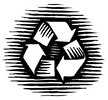  recycling: black woodcut 