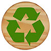  recykling: drewniana tarcza, zielony znak 