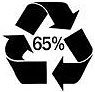  znak recyklingu z podaniem procentowego udziału 
      - 65% - surowców z odzysku 